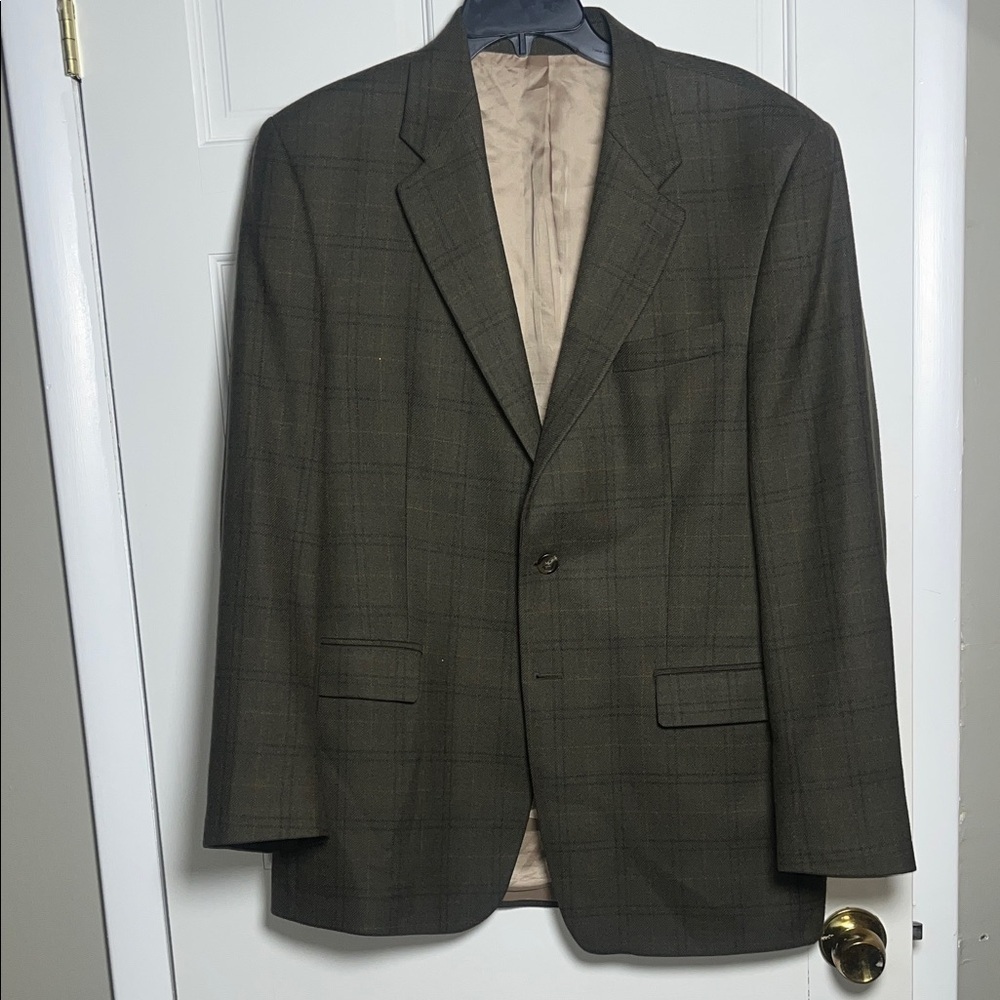 Lauren Ralph Lauren Men's Lambswool Green Brown Tan Plaid Blazer 42L